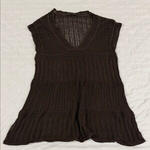 Lucky Brand Brown Knit V-Neck Top